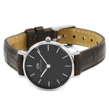 Daniel Wellington Classic Petite York Black Dial Brown Leather Strap Watch For Women - DW00100238 Authentic Buy Shop Now