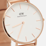 Daniel Wellington Petite Melrose White Dial Rose Gold Mesh Strap Watch For Women - DW00100305 Authentic Buy Shop Now