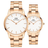 Daniel Wellington Iconic Link White Dial Rose Gold Steel Strap Watch For Women - DW00100211 Authentic Buy Shop Now
