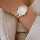 Daniel Wellington Iconic Link White Dial Two Tone Steel Strap Watch For Women - DW00100358 Authentic Buy Shop Now