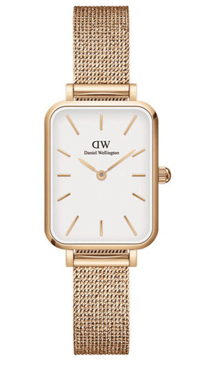 Daniel Wellington Quadro Melrose White Dial Gold Mesh Strap Watch For Women - DW00100431 Authentic Buy Shop Now