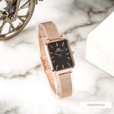 Daniel Wellington Quadro Melrose Black Dial Rose Gold Mesh Bracelet Watch For Women - DW00100432 Authentic Buy Shop Now