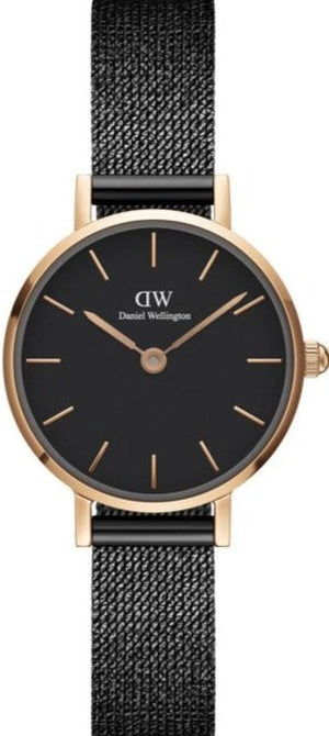 Daniel Wellington Classic Petite Pressed Ashfield Black Dial Black Mesh Bracelet Watch For Women - DW00100441 Authentic Buy Shop Now
