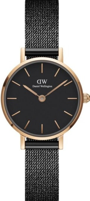 Daniel Wellington Classic Petite Pressed Ashfield Black Dial Black Mesh Bracelet Watch For Women - DW00100441 Authentic Buy Shop Now