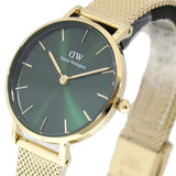 Daniel Wellington Petite Emerald Green Dial Gold Mesh Strap Watch For Women - DW00100479 Authentic Buy Shop Now