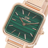 Daniel Wellington Quadro Studio Green Dial Rose Gold Mesh Strap Watch For Women - DW00100520 Authentic Buy Shop Now