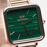 Daniel Wellington Quadro Studio Green Dial Rose Gold Mesh Strap Watch For Women - DW00100520 Authentic Buy Shop Now