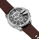 Diesel Mega Chief Chronograph Black Dial Brown Leather Strap Watch For Men - DZ4290 Authentic Buy Shop Now