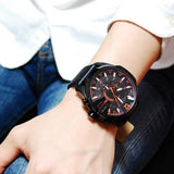 Diesel Mega Chief Chronograph Black Dial Black Leather Strap Watch For Men - DZ4291 Authentic Buy Shop Now