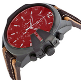 Diesel Mega Chief Quartz Black Dial Two Tone Leather Strap Watch For Men - DZ4305 Authentic Buy Shop Now