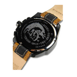 Diesel Mega Chief Quartz Black Dial Two Tone Leather Strap Watch For Men - DZ4305 Authentic Buy Shop Now