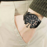 Diesel Mega Chief Chronograph Black Dial Black Steel Strap Watch For Men - DZ4309 Authentic Buy Shop Now