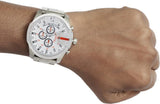 Diesel Mega Chief Chronograph White Dial Silver Steel Strap Watch For Men - DZ4328 Authentic Buy Shop Now