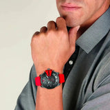 Diesel Mega Chief Chronograph Black Dial Red Silicone Strap Watch For Men - DZ4427 Authentic Buy Shop Now