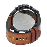 Diesel Mega Chief Chronograph Grey Dial Brown Leather Strap Watch For Men - DZ4463 Authentic Buy Shop Now