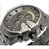 Diesel Mega Chief Chronograph Grey Dial Grey Steel Strap Watch For Men - DZ4466 Authentic Buy Shop Now