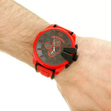 Diesel Mega Chief Chronograph Black Dial Red Rubber Strap Watch For Men - DZ4526 Authentic Buy Shop Now
