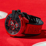 Diesel Mega Chief Chronograph Black Dial Red Rubber Strap Watch For Men - DZ4526 Authentic Buy Shop Now