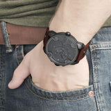 Diesel Little Daddy SBA Small Sized Grey Dial Brown Leather Strap Watch For Men - DZ7258 Authentic Buy Shop Now
