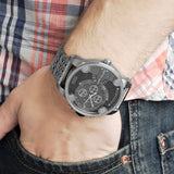 Diesel Little Daddy Chronograph Black Dial Silver Steel Strap Watch For Men - DZ7259 Authentic Buy Shop Now