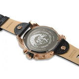 Diesel Big Daddy Gold & Black Dial Black Leather Strap Watch For Men - DZ7261 Authentic Buy Shop Now