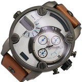 Diesel SBA Dual Time Chronograph White Dial Brown Leather Strap Watch For Men - DZ7269 Authentic Buy Shop Now