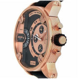 Diesel Little Daddy Black & Gold Dial Black Leather StrapWatch For Men - DZ7282 Authentic Buy Shop Now
