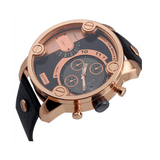 Diesel Little Daddy Black & Gold Dial Black Leather StrapWatch For Men - DZ7282 Authentic Buy Shop Now
