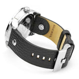Diesel Mini Daddy Black Silver Dial Black Leather Strap Watch For Men - DZ7307 Authentic Buy Shop Now