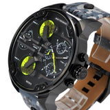 Diesel Big Daddy Chronograph Black Dial Black Leather Strap Watch For Men - DZ7311 Authentic Buy Shop Now