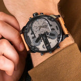 Diesel Mr. Daddy 2.0 Chronograph Grey Dial Brown Leather Strap Watch For Men - DZ7406 Authentic Buy Shop Now