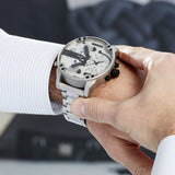 Diesel Mr. Daddy Chronograph Silver Dial Silver Steel Strap Watch For Men - DZ7421 Authentic Buy Shop Now