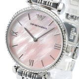 Emporio Armani Gianni T Bar Pink Mother of Pearl Dial Silver Steel Strap Watch For Women - AR1779 Authentic Buy Shop Now