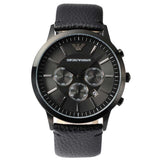 Emporio Armani Sportivo Chronograph Black Dial Black Leather Strap Watch For Men - AR2461 Authentic Buy Shop Now