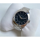 Gucci GG2570 Diamonds Black Dial Silver Steel Strap Watch For Women - YA142503 Authentic Buy Shop Now