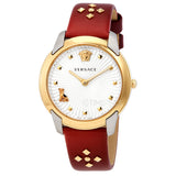 Versace Audrey Quartz Silver Dial Red Leather Strap Watch for Women - VELR00219 Authentic Buy Shop Now