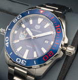 Tag Heuer Aquaracer Henrik Lundqvist Special Edition Blue Dial Silver Steel Strap Watch for Men - WAY101J.BA0746 Authentic Buy Shop Now