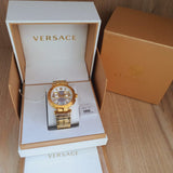 Versace V Racer Chronograph White Dial Gold Steel Strap Watch for Men - VBR060017 Authentic Buy Shop Now
