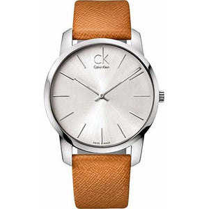 Calvin Klein City Silver Dial Orange Leather Strap Watch for Women - K2G231G6 Authentic Buy Shop Now