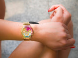 Guess Sugarrush Quartz Multicolor Dial Gold Steel Strap Watch For Women - GW0258L1 Authentic Buy Shop Now