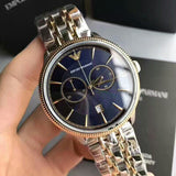Emporio Armani Classic Blue Dial Two Tone Steel Strap Watch For Men - AR1847 Authentic Buy Shop Now