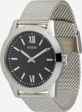 Guess Analog Black Dial Silver Mesh Bracelet Watch for Men - W1263G1 Authentic Buy Shop Now
