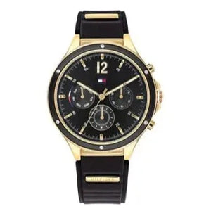 Tommy Hilfiger Eve Chronograph Quartz Black Dial Black Silicone Strap Watch For Women - 1782282 Authentic Buy Shop Now