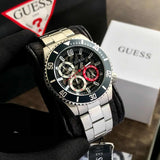 Guess Axle Multifunction Black Dial Silver Steel Strap Watch For Men - GW0488G1 Authentic Buy Shop Now