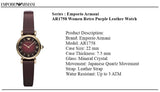 Emporio Armani Gianni T Bar Burgundy Dial Burgundy Leather Strap Watch For Women - AR1758 Authentic Buy Shop Now