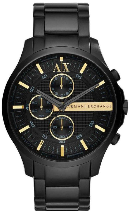 Armani Exchange Hampton Chronograph Black Dial Black Steel Strap Watch For Men - AX2164 Authentic Buy Shop Now