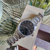 Burberry The Classic Round Black Dial Silver Steel Strap Watch for Men - BU10005 Authentic Buy Shop Now