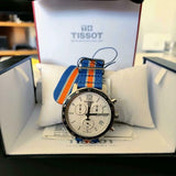 Tissot Quickster Chronograph NBA New York Kicks White Dial Multicolored Nato Strap Watch For Men - T095.417.17.037.06 Authentic Buy Shop Now