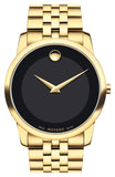 Movado Museum Black Dial Gold Steel Strap Watch For Men - 606997 Authentic Buy Shop Now