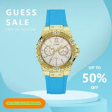 Guess Limelight Crystal White Dial Light Blue Rubber Strap Watch for Women - W1053L6 Authentic Buy Shop Now